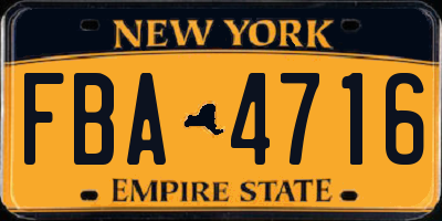 NY license plate FBA4716