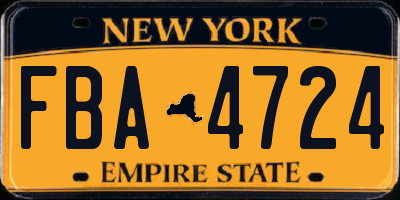 NY license plate FBA4724