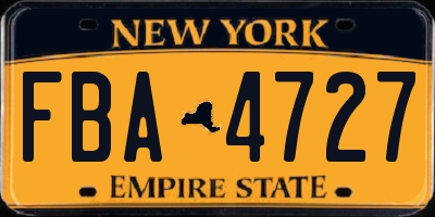 NY license plate FBA4727