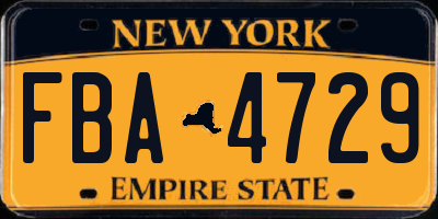 NY license plate FBA4729