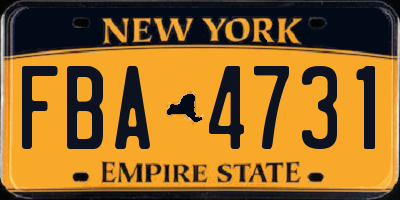 NY license plate FBA4731