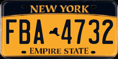 NY license plate FBA4732