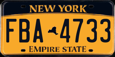 NY license plate FBA4733