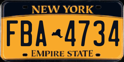 NY license plate FBA4734
