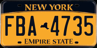 NY license plate FBA4735
