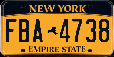 NY license plate FBA4738