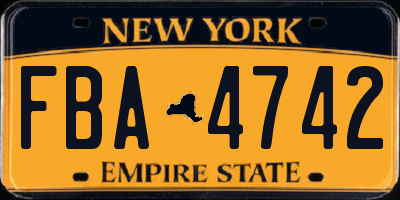 NY license plate FBA4742