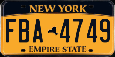 NY license plate FBA4749