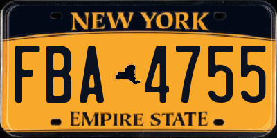 NY license plate FBA4755