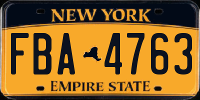 NY license plate FBA4763