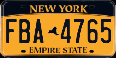 NY license plate FBA4765