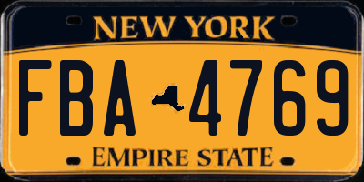 NY license plate FBA4769