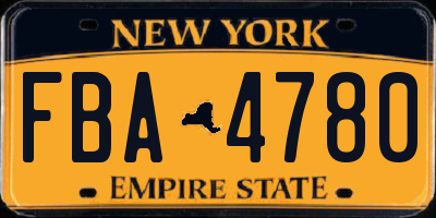 NY license plate FBA4780