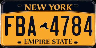 NY license plate FBA4784