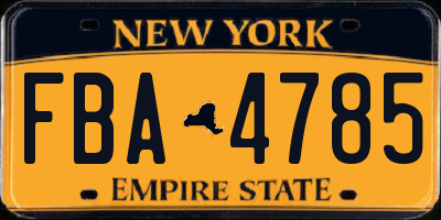 NY license plate FBA4785