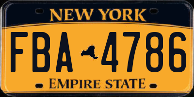 NY license plate FBA4786