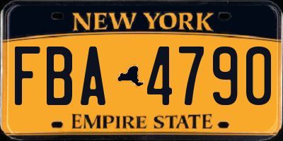NY license plate FBA4790
