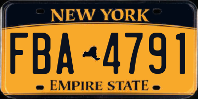 NY license plate FBA4791