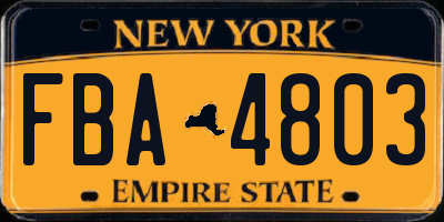 NY license plate FBA4803