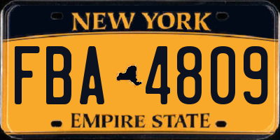 NY license plate FBA4809