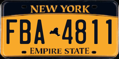 NY license plate FBA4811