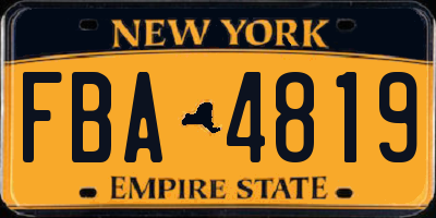 NY license plate FBA4819