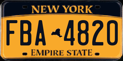 NY license plate FBA4820