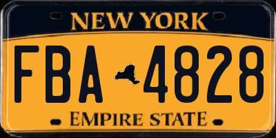 NY license plate FBA4828