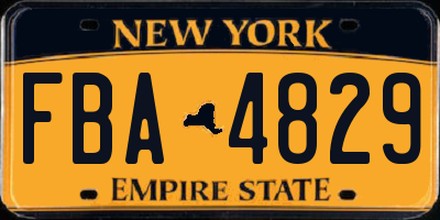 NY license plate FBA4829