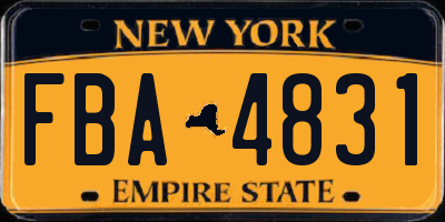 NY license plate FBA4831