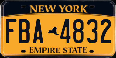 NY license plate FBA4832