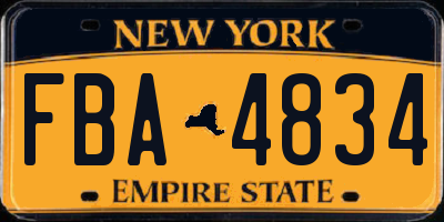 NY license plate FBA4834