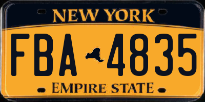 NY license plate FBA4835