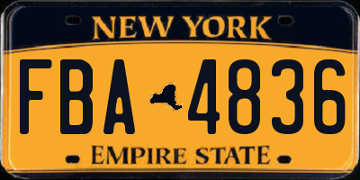 NY license plate FBA4836