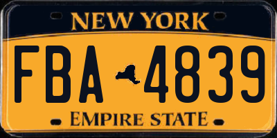 NY license plate FBA4839