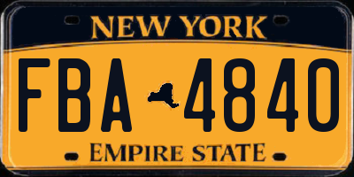 NY license plate FBA4840