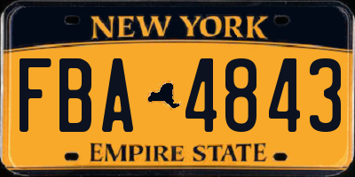 NY license plate FBA4843