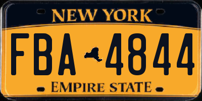NY license plate FBA4844