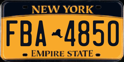 NY license plate FBA4850