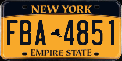 NY license plate FBA4851
