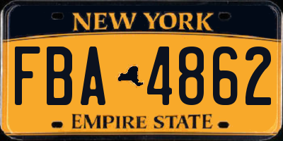 NY license plate FBA4862
