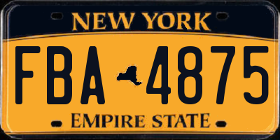 NY license plate FBA4875