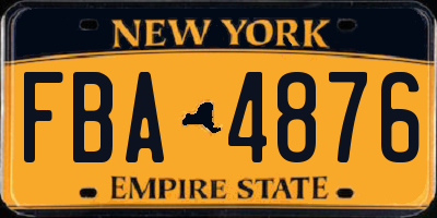 NY license plate FBA4876