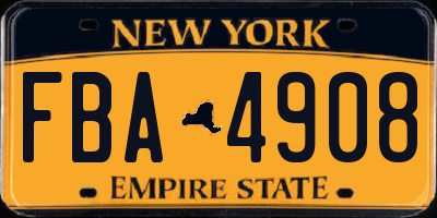 NY license plate FBA4908