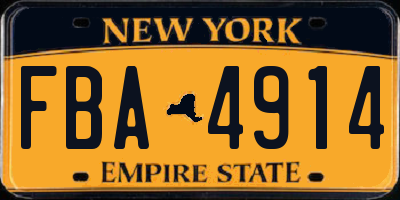 NY license plate FBA4914