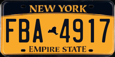 NY license plate FBA4917