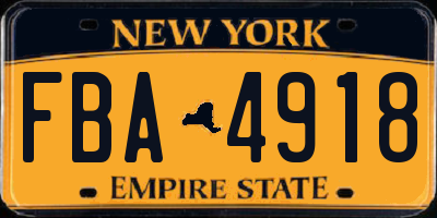 NY license plate FBA4918