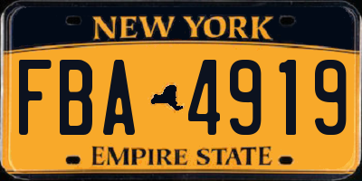 NY license plate FBA4919
