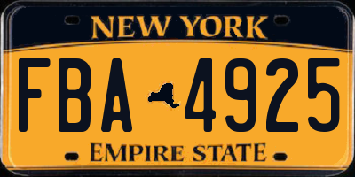 NY license plate FBA4925