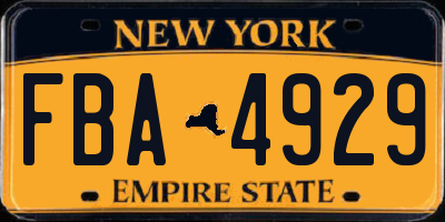 NY license plate FBA4929